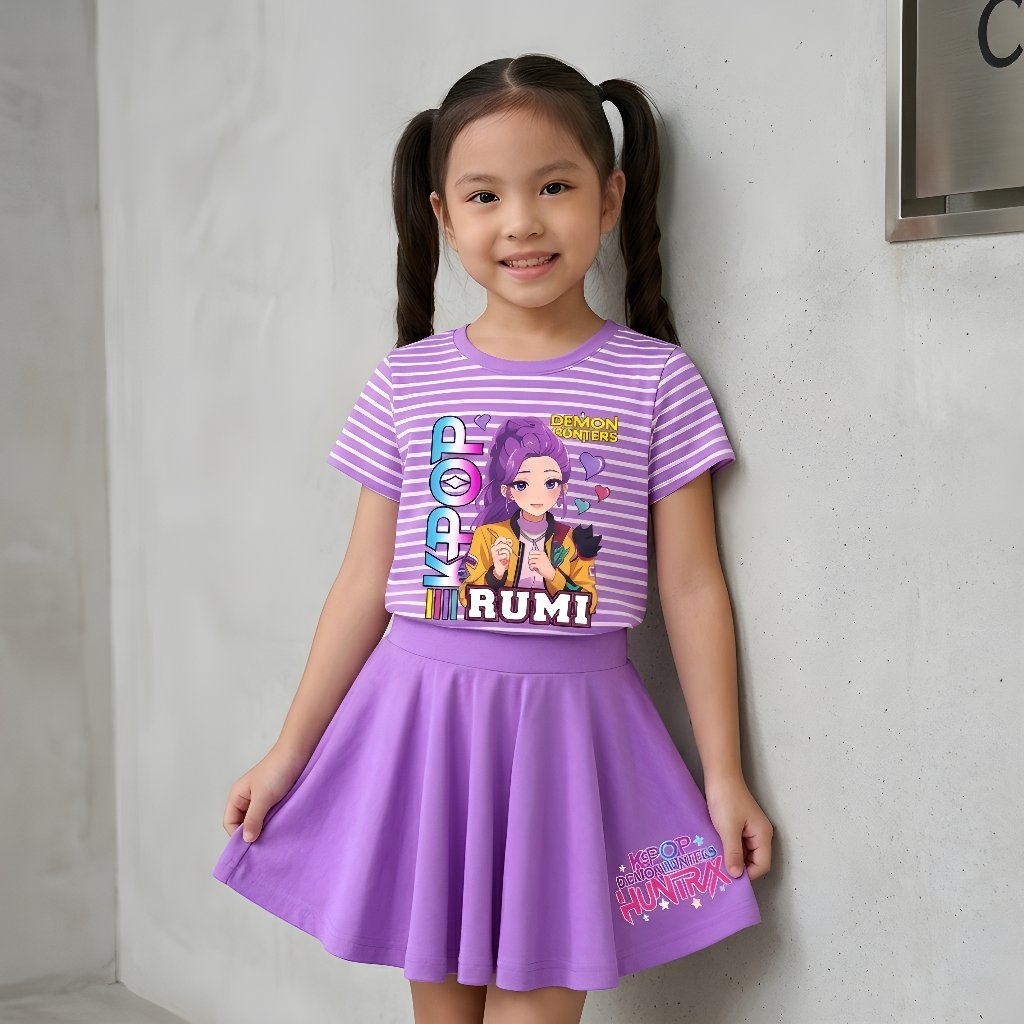 Huntrix RUMI ชุดกระโปรงเด็กผู้หญิง สบายสําหรับอายุ 1-8 ปี
