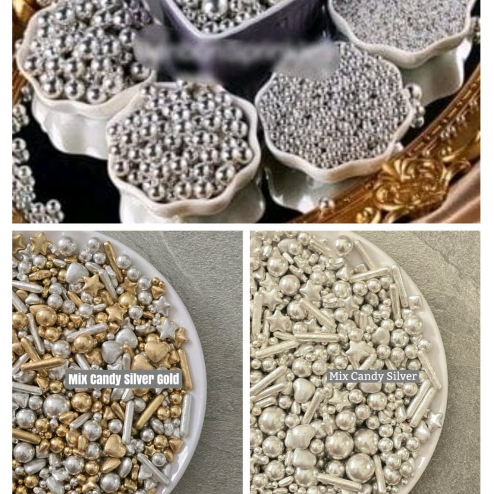 Sprinkle Silver & Mix Candy ของตกแต่งเค้กวันเกิด 50gr