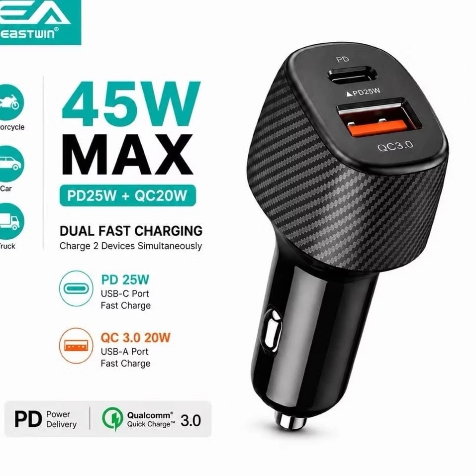 Saver EA AN22 Car Charger Adapter EA AN 22 Cater 45w Saver Slot Usb + Usb Type C