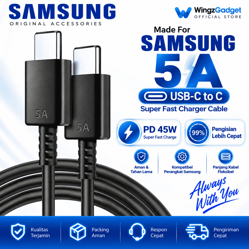 Samsung 5A USB-C to C Fast Charging 45W Data Cable Original 1M 1.8M