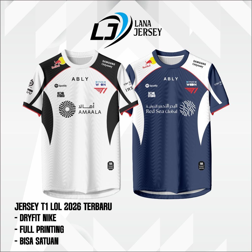 ล่าสุด T1 LOL 2026 Jersey T1 LCK เสื้อยืดฟรี Custom Nickname