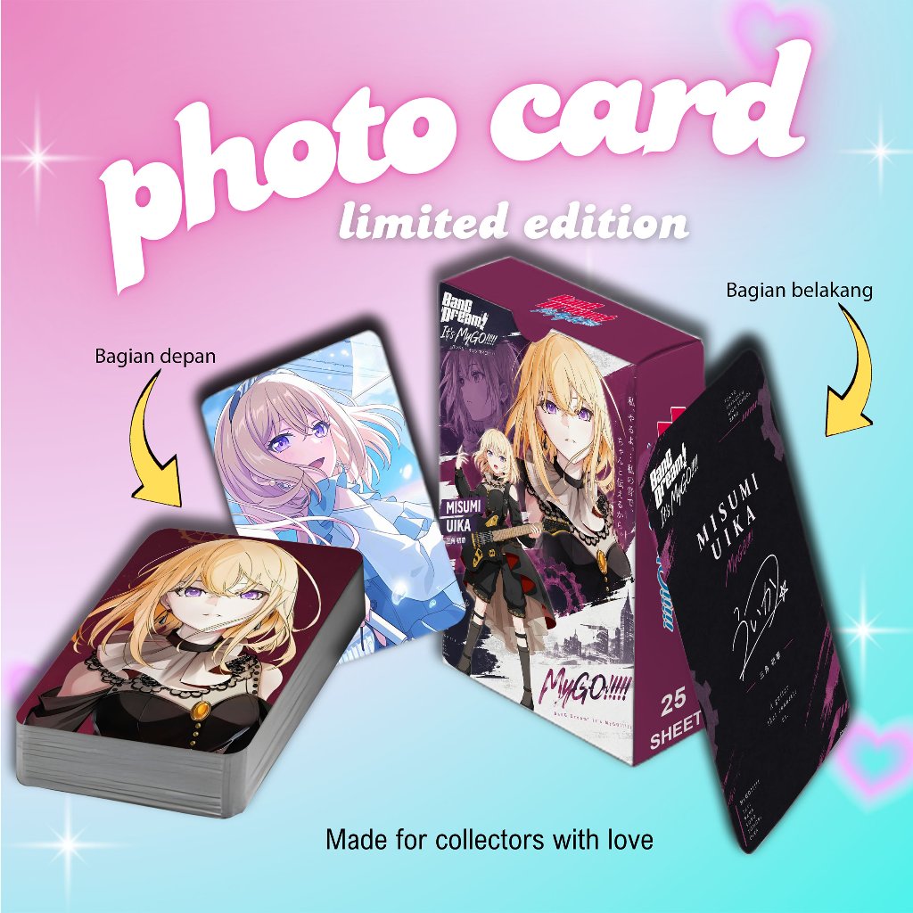[ 2 ด้าน ] ชุดโฟโต้การ์ดล่าสุด Misumi Uika Anime BanG Dream! มัน มายโก!!! 25 ชิ้น พรีเมี่ยม พร้อมกล่