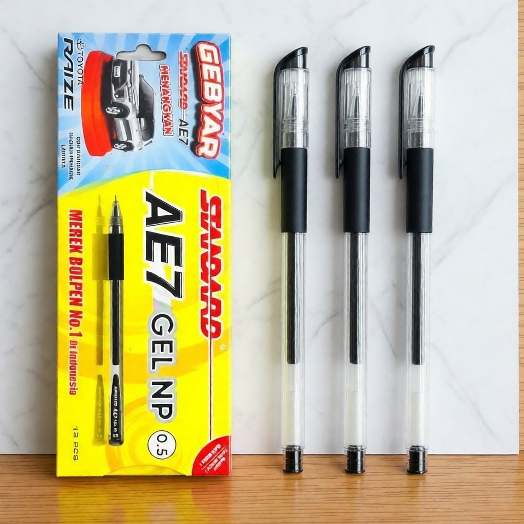 (12 ชิ้น) ปากกาเจลมาตรฐาน NP Ae7 0.5 สีดํา / ปากกา Ae7 Office