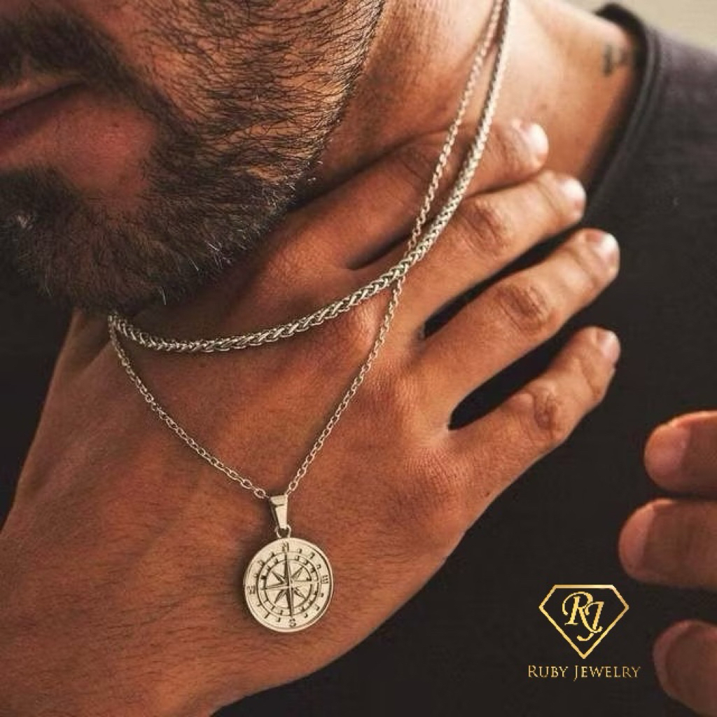 สร้อยคอไทเทเนียมผู้ชายรุ่นเข็มทิศ East West North South Compass Gazelle Chain Necklace