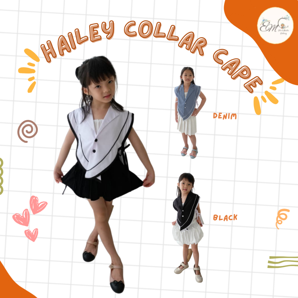 EMC - เสื้อคลุมปกของ Hailey | เสื้อคลุมคอปกทรงโมเดิร์น | เสื้อคอปกเด็ก | เสื้อคอปกเด็กรูดข้างอายุ 3-