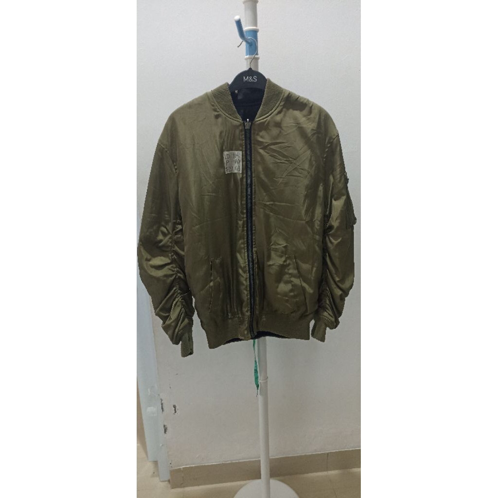 HIJAU FBL 43- J4SPECIAL THICK ARMY GREEN BOMBER JACKET REVERSIBLE (3S)