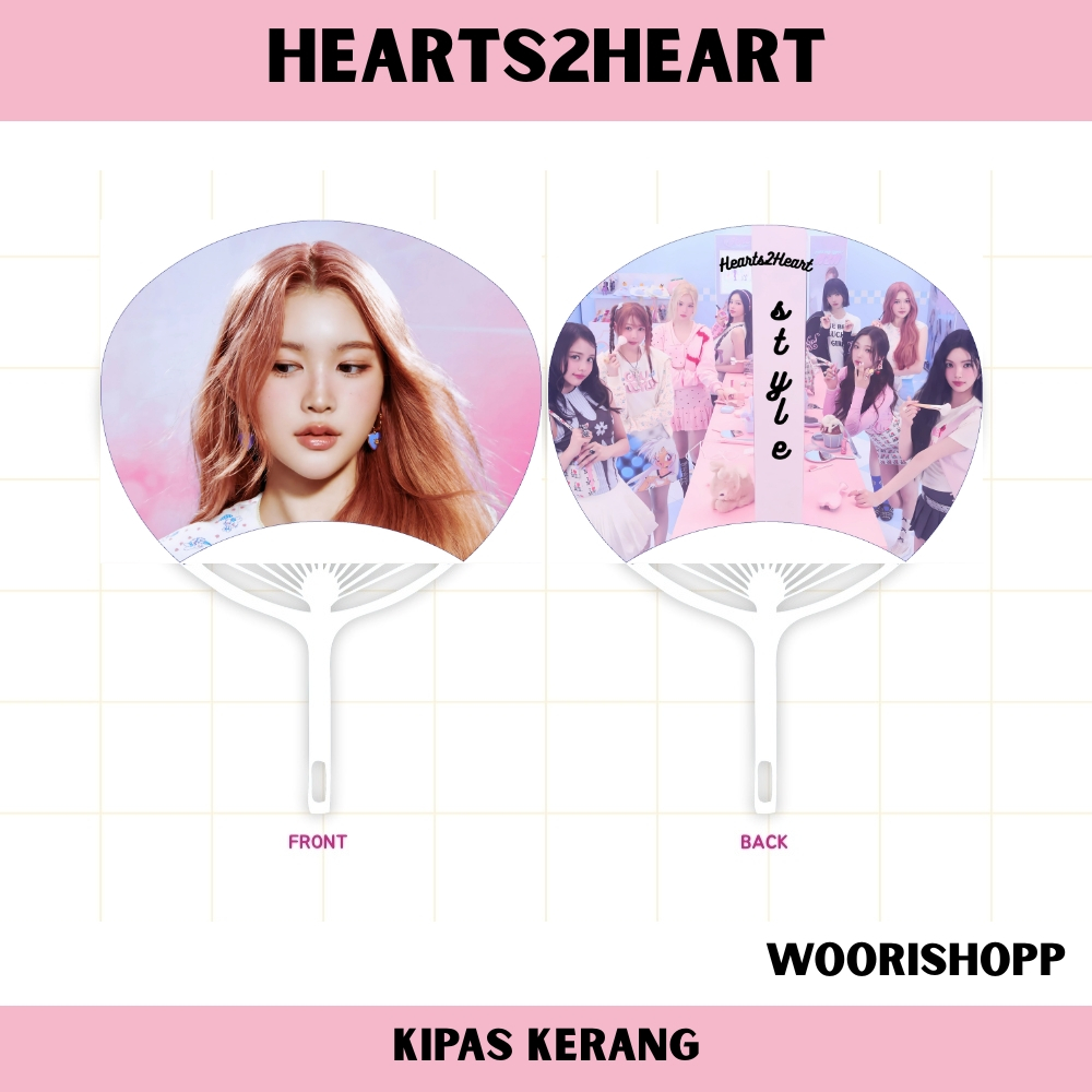 HEARTS2HEARTS FOCUS HAND FAN SHELL UCHWA FAN KPOP UNOFFICIAL H2H ANA CARMEN JIWOO JUUN