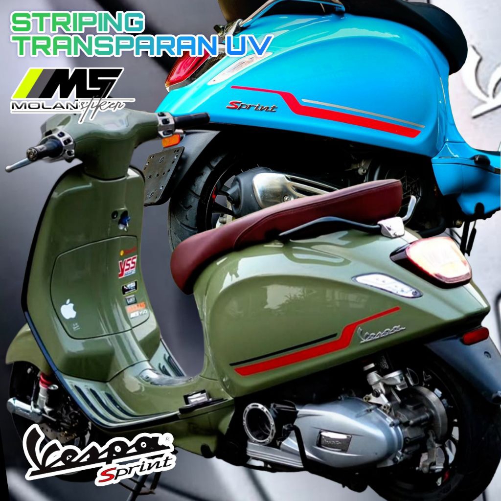 สติกเกอร์ใสตกแต่ง Vespa รุ่น Sprint 150/Primavera 150/Electrica/Primavera 150/Sprint i-get/3V/2V ลายตัดโปร่งใส UV Variation Striping