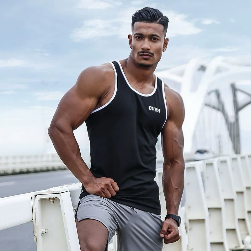 SINGLET BUST GYM BUSTN FITNESS SPORT WEAR ผู้ชาย BODYFIT TOP