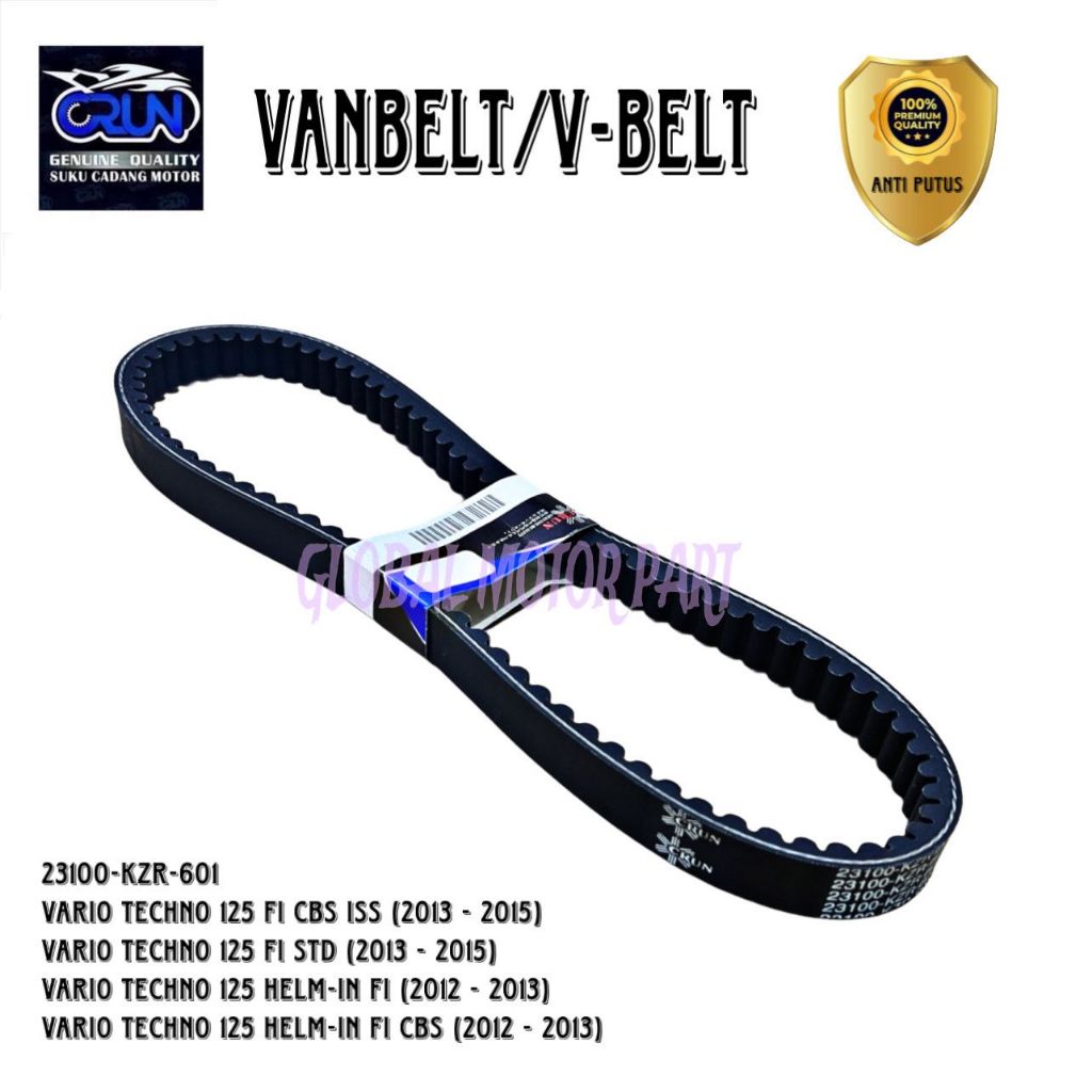 23100KZR601 Vanbelt V เข็มขัด Van เข็มขัด Fanbelt Honda Vario Techno 125 STD CBS Helm IN 23100-KZR-6