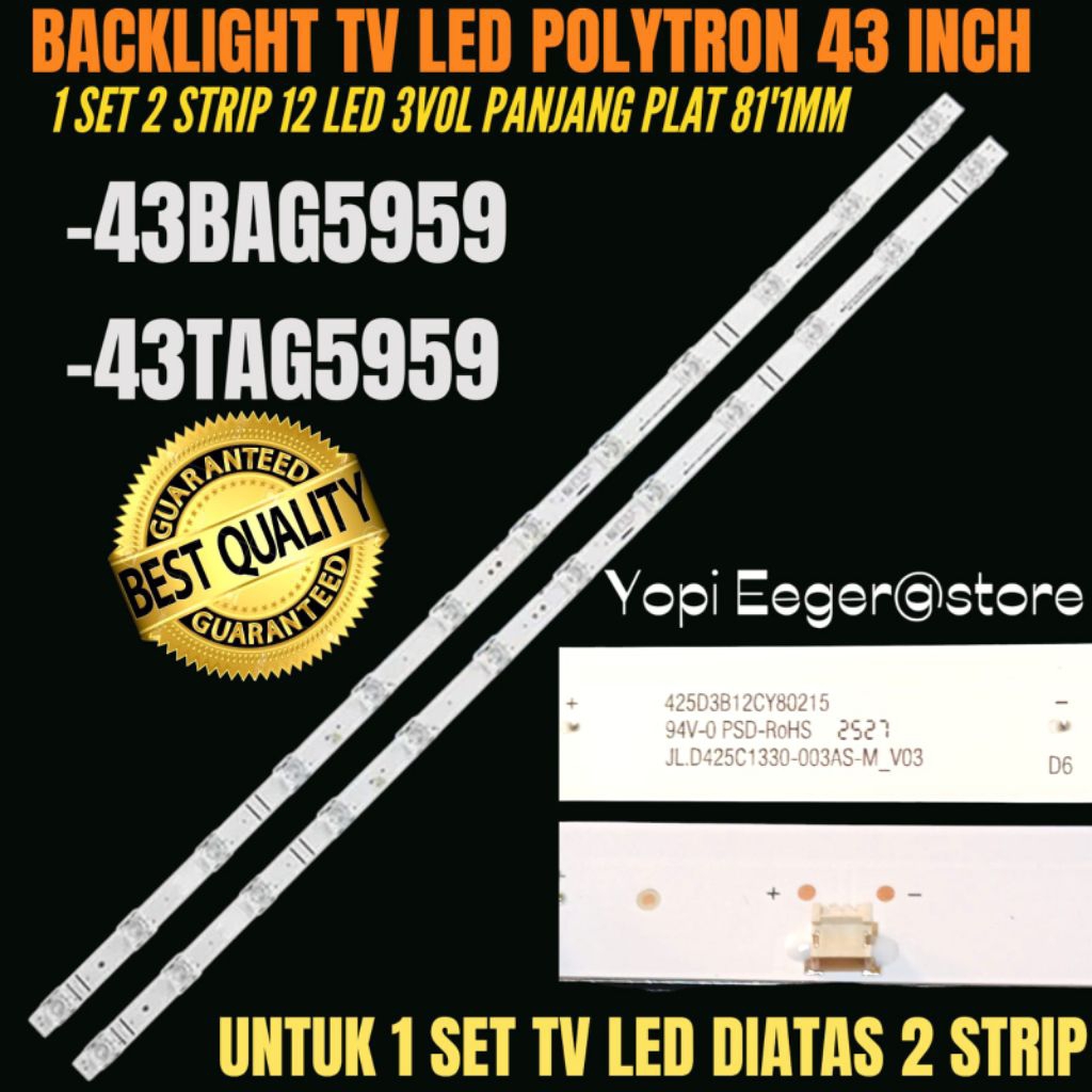 POLYTRON 43 INCH LED TV BACKLIGHT 43BAG5959- 43TAG5959 POLYTRON 43 INCH LED TV BACKLIGHT