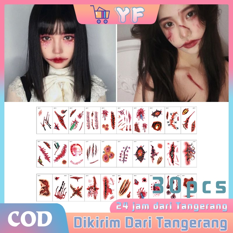 Bloody Wound Tattoo ประดิษฐ์แผล Tattoo สติกเกอร์ติดทนนานชั่วคราว Tattoo