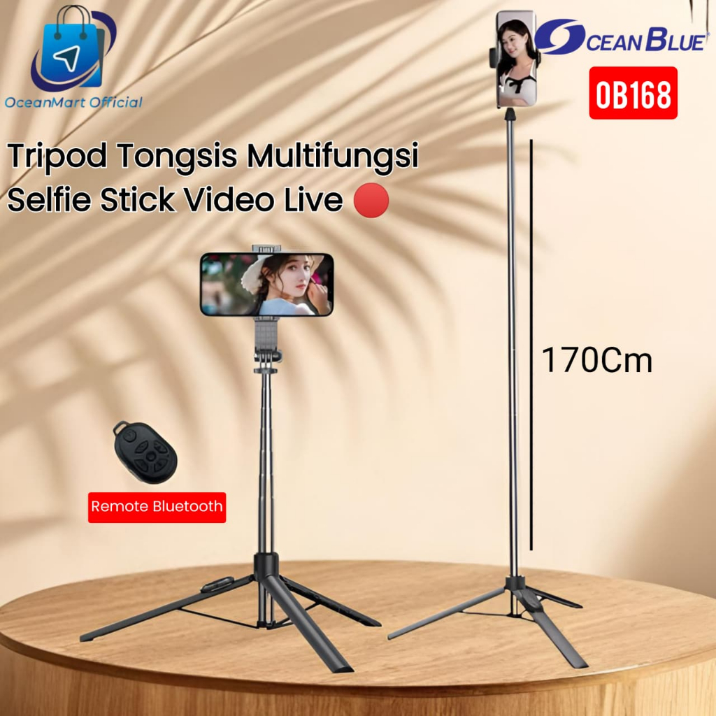 ขาตั้งกล้องแหนบ รีโมทชัตเตอร์ OB168 1.7 เมตรผู้ถือ HP Selfie Stick วิดีโอ Live Content Creator