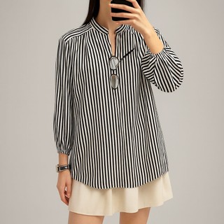 Azura Kemeja Salur Terbaru - Kemeja Wanita Korean Look Style - Blouse Stripe Wanita Rayon Busui Friendly
