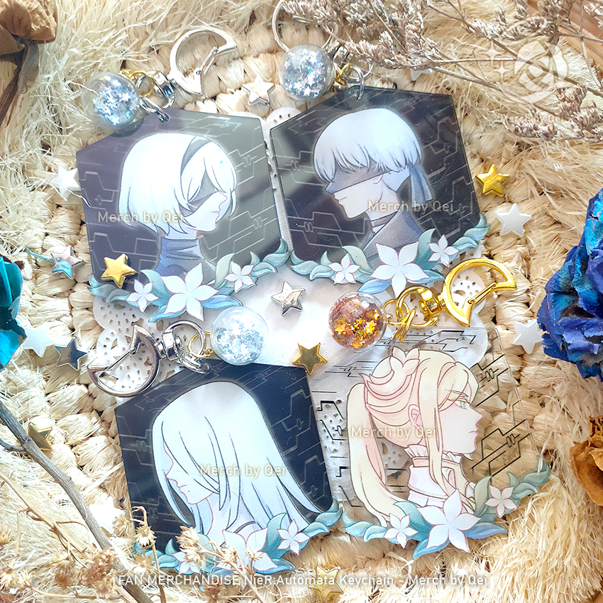 NIER AUTOMATA พัดลมพวงกุญแจ สินค้า - MERCH BY QEI: 2B, 9S, A2, Commander White