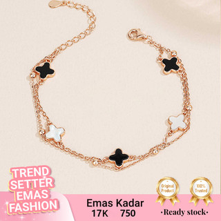 Gelang Emas Wanita Semanggi Empat Daun Gold 17K