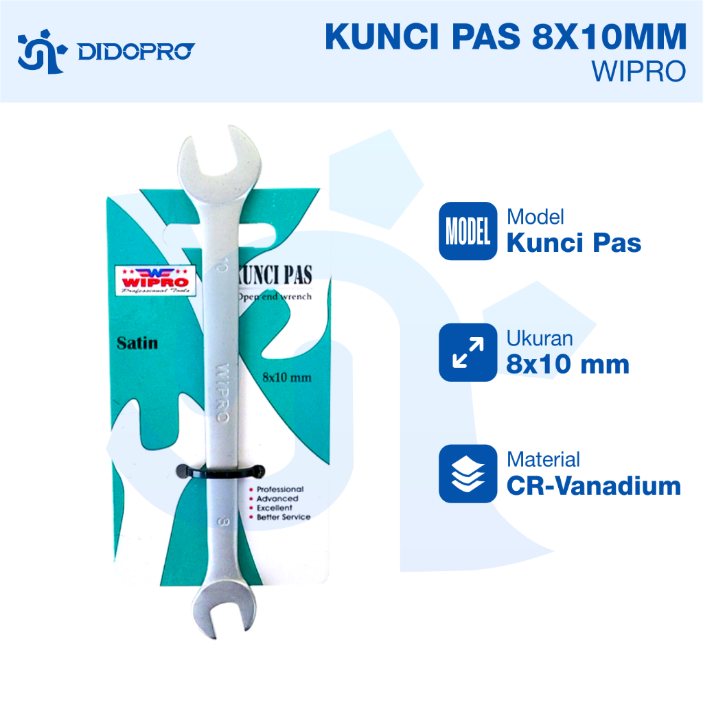 8x10 WRENCH 8mm x 10mm OPEN WRENCH 8/10 DOUBLE OPEN END WRENCH WIPRO SATIN REPTAIL WRENCH