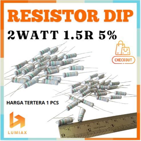 ตัวต้านทาน R 2w 2Watt 1.5R 1.5 Ohm 1R5 1.5ohm เทอร์ไลซ์ 2 วัตต์ 5% 1R5