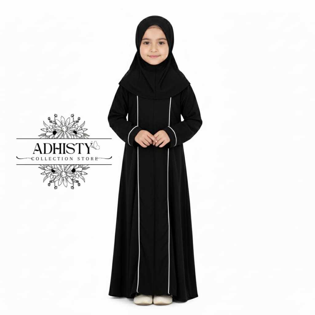 Adhisty abaya หรูหราสาวมุสลิม Madina Premium Sabrina วัสดุ 4-12 ปี Soft Flowly หรูหรา