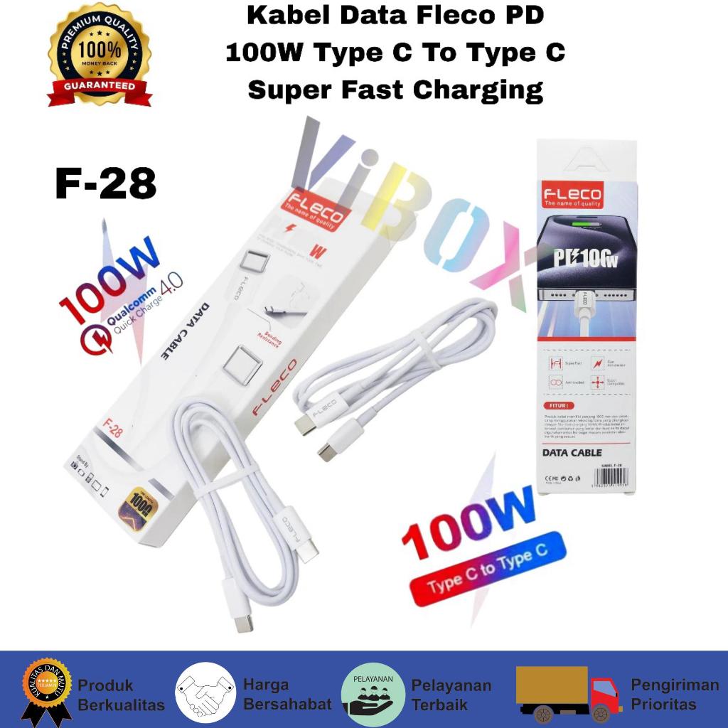 PD 100W Type C To C Data Cable Fleco F-28 Super Fast สายชาร์จ 1M สําหรับสมาร์ทโฟนทุกรุ่น Batok Charg