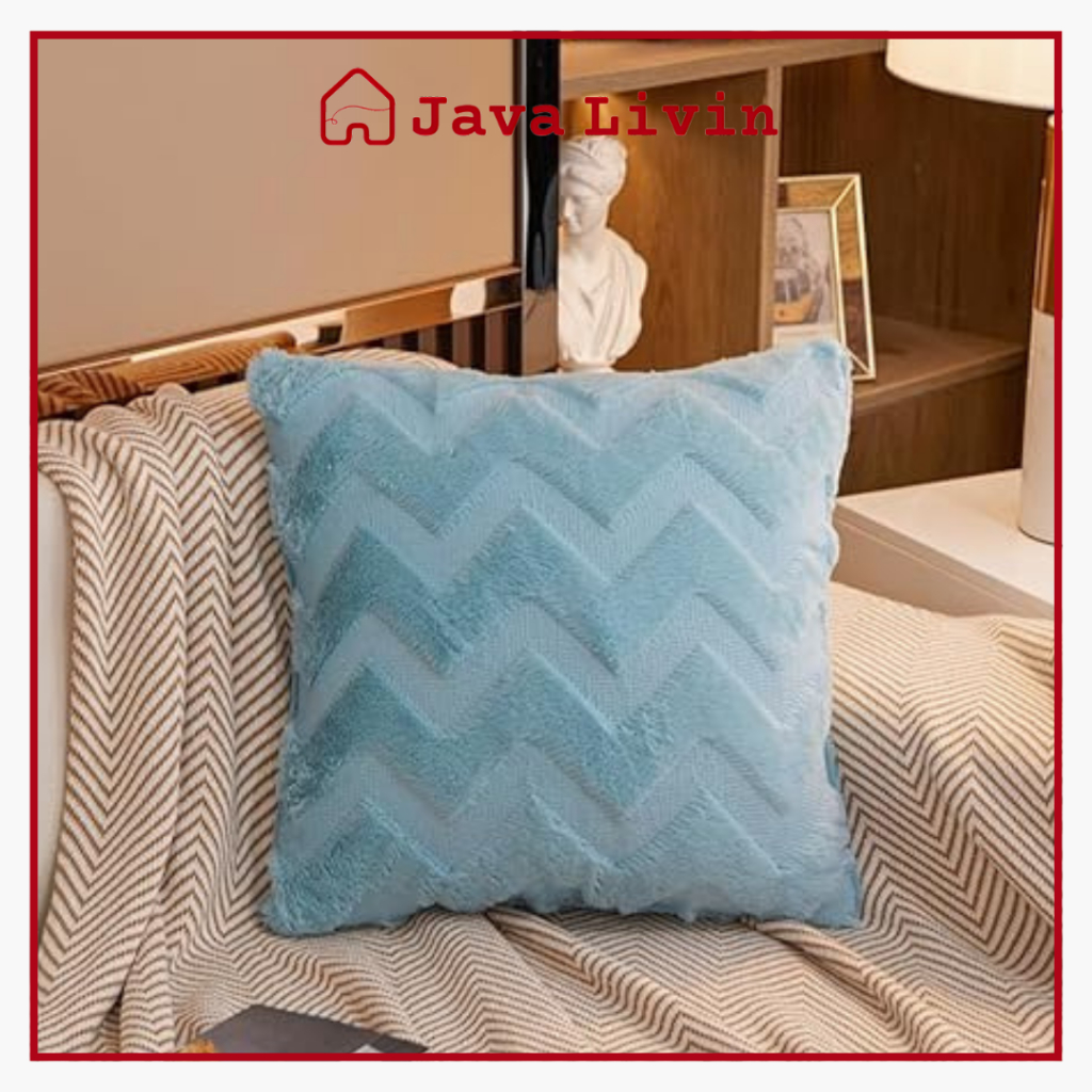 JAVALIVIN Nordic ZigZag ปลอกหมอน / ZigZag หมอนโซฟาเก้าอี้พรีเมี่ยมกํามะหยี่นุ่มขนสวย