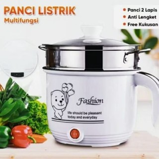 Panci Listrik Multifungsi 18 Cm Anti Lengket Free kukusan Steamer Stainless Lapis Teflon Cooking Pot