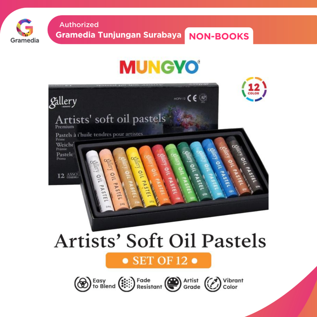 Gramedia Tunjungan: Mungyo Gallery Artists Soft Oil Pastel Set ดินสอสีน้ํามัน - SET 12
