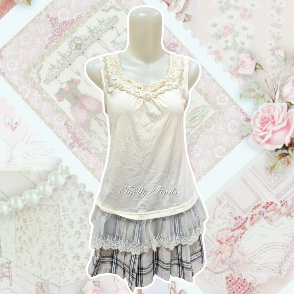 Camisole tank TopแขนกุดY2k cotagecoreลูกไม้Fairycore Coquetteริบบิ้นKawaiiญี่ปุ่นLayering vintage Sh