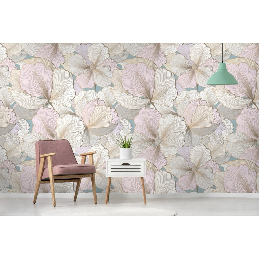 MAWAR สติ๊กเกอร์ติดผนัง สีชมพู กุหลาบ ดอกไม้ WALLPAPER ROOM DECORTATION WALLSTICKER ขนาด 45 ซม. X 7 