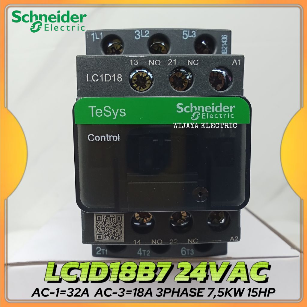 คอนแทคเตอร์ Schneider ของแท้ LC1D18 LC1D18B7 LC1D 18B7 24VAC 3phase 3P Schneider