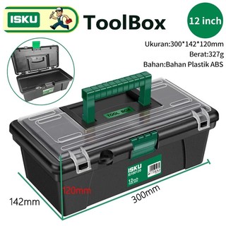ISKU Plastik Tool Box 12 Inch Kotak Alat Multifungsi Plastik Mini Kotak Alat Portabel 30 * 14 * 12cm