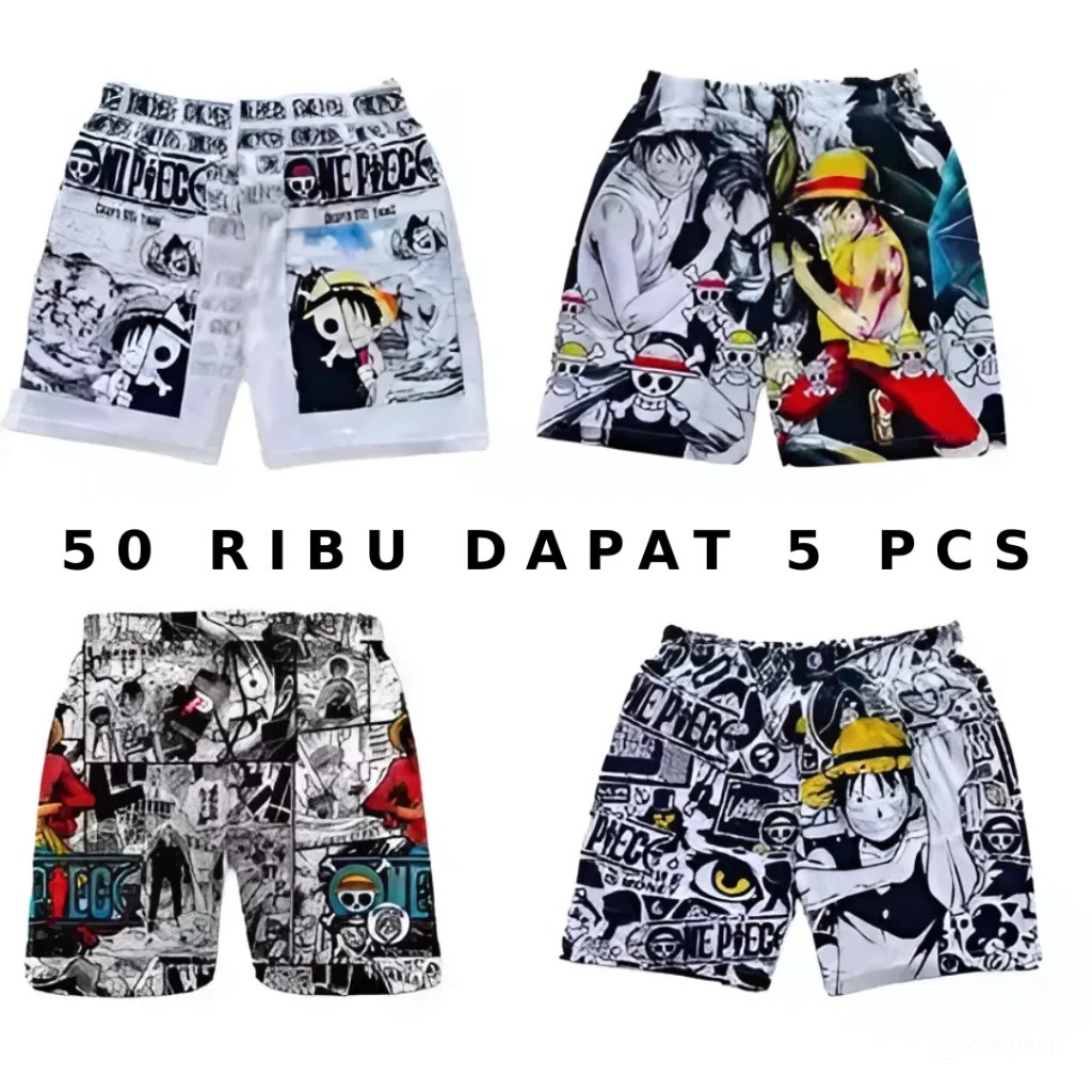 ONE PIECE MOTIF CASUAL SHORTS DISTRO COLOR PANTS / กางเกงขาสั้นผู้ใหญ่ 60 THOUSAND GET 5