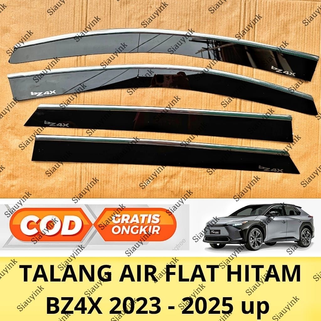 สีดําแบนด้านข้างVisor Water Gutter BZ4X 2023 2024 2025 2026