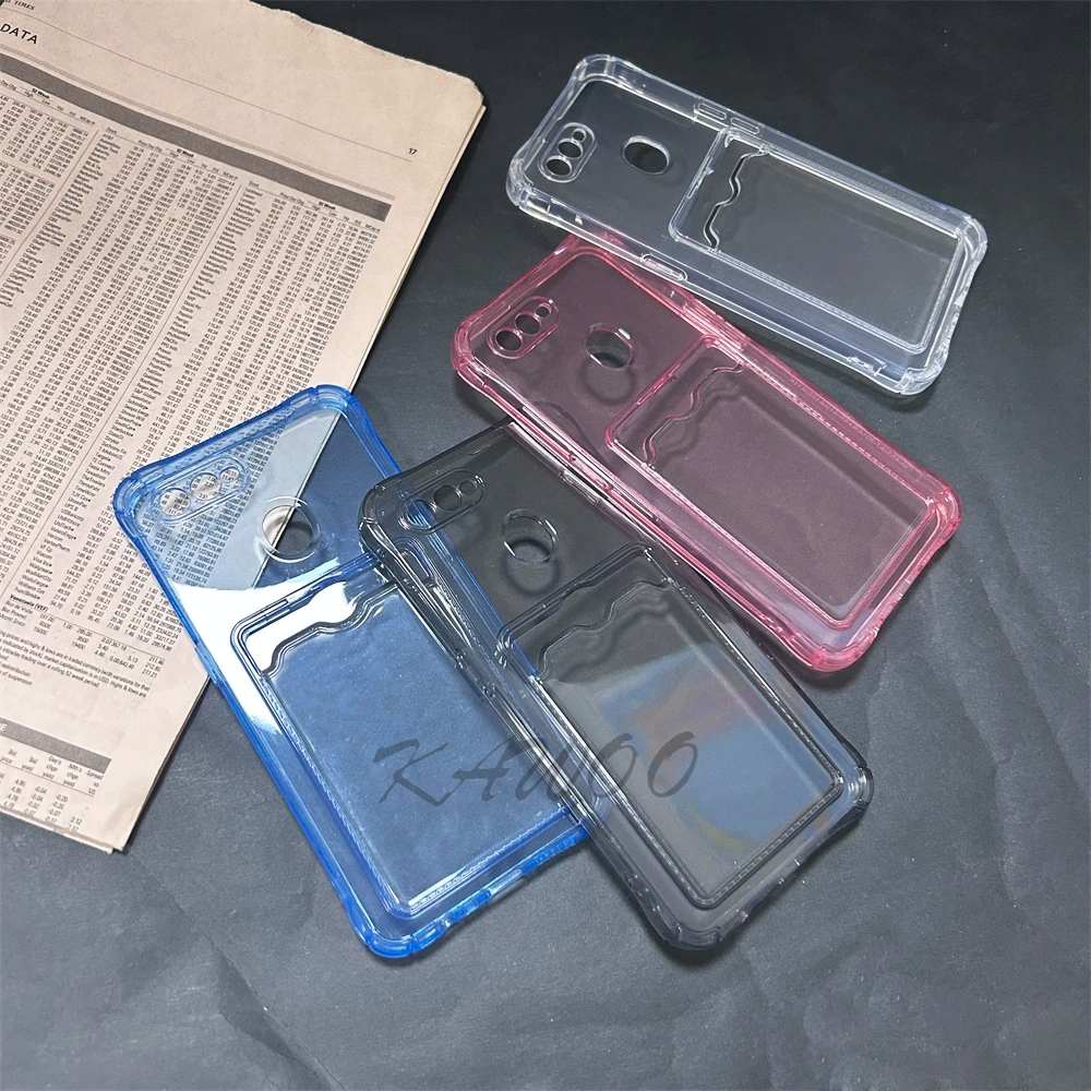 Oppo A5S A7 A12 A11K F9 A3S Case Clear Wallet Slot Card Silicone Clear Softcase โปร่งใส