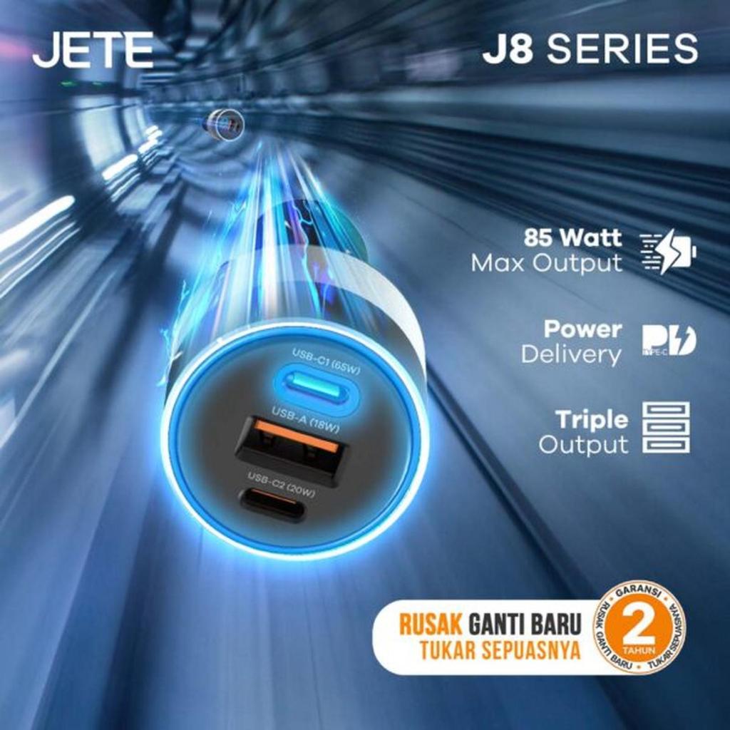 JETE J8 ที่ชาร์จแบตในรถ 85W USB-A & 2 USB-C PD QC 3.0 - รับประกัน 2 ปี