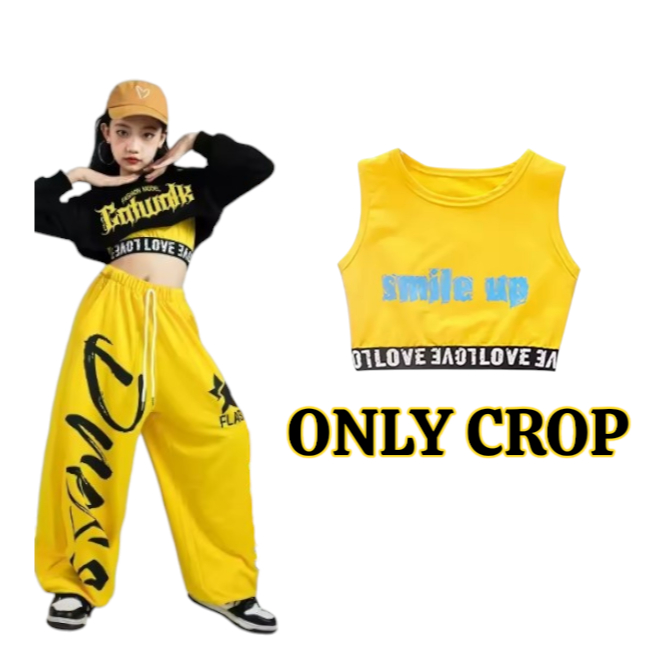 โคล เสื้อครอปฮิปฮอปสําหรับเด็กผู้หญิงสไตล์เกาหลี เต้น ครอบตัด อายุ 3 ถึง 14 ปี