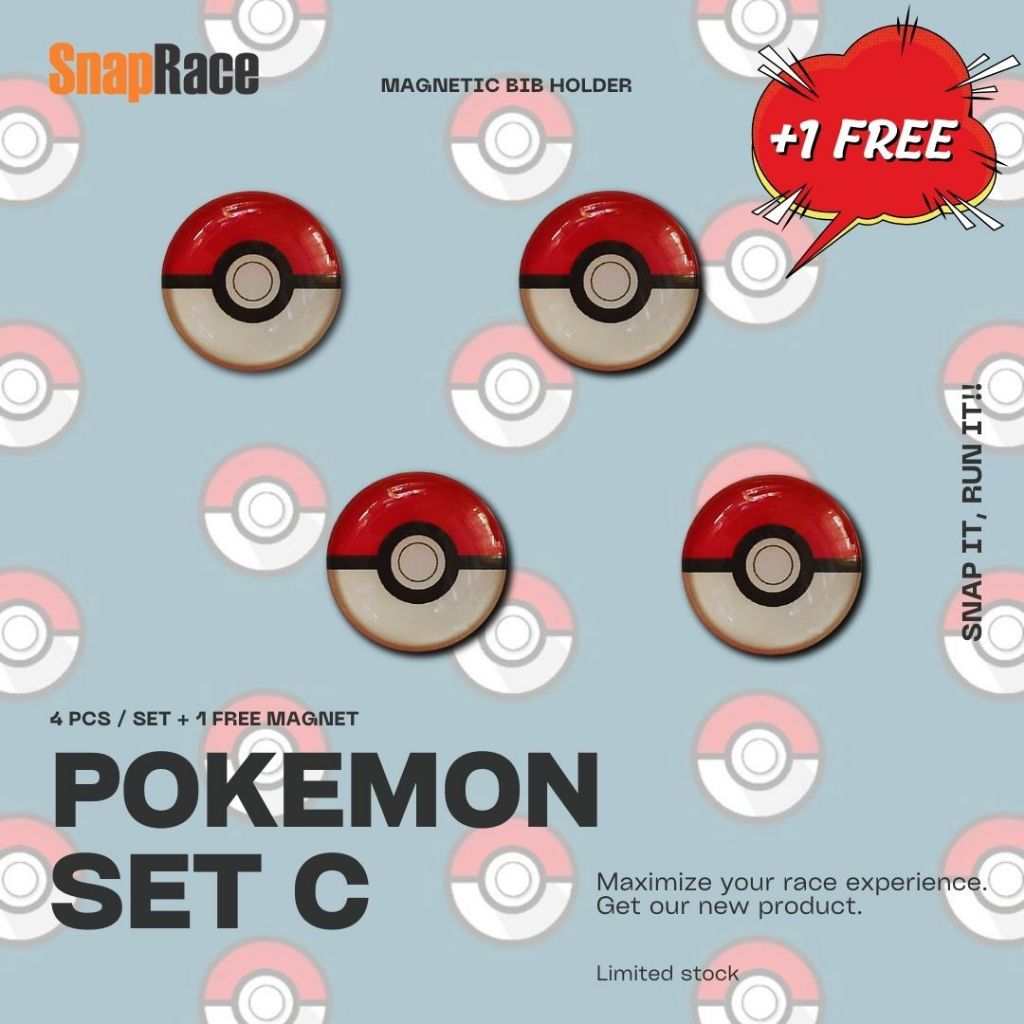 Pokemon C BIB Magnet 5 ชิ้น SnapRace Running Number Holder Race