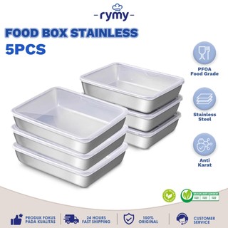 RYMY Food Container Stainless Wadah Stainless Sayur Kotak Tempat Wadah Makanan Kontainer Makanan Sayuran Food Box Stainless 5pcs Wadah Makanan Multifungsi Stainless Steel Serbaguna Food Grade Wadah Penyimpanan COD