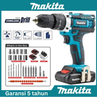 NEW Makita 98V Mesin Bor Cordless Electric Drill Set Electric Drill Kit Cordless Drill Bor Cas Lampu LED Dengan 2 Baterai