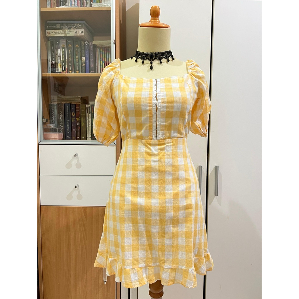 Sundress Cute Elegant Dollette Gingham Yellow Dress