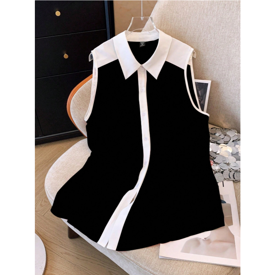 KEMEJA KATUN VCV-Cempaka เสื้อแขนกุดผู้ใหญ่ผู้หญิง RAYON TWILL เสื้อแขนกุด ผ้าเรยอน/เสื้อด้านในคอปกด