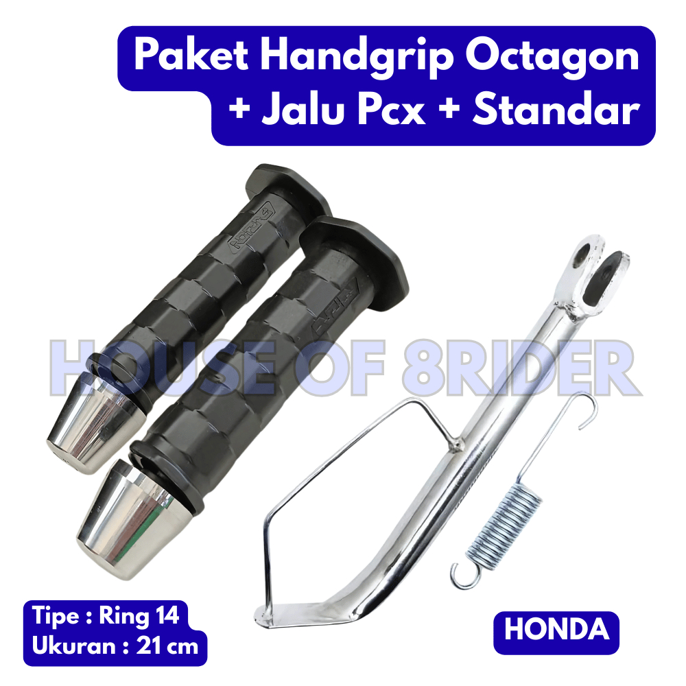 H8V แพ็คเกจรถจักรยานยนต์ Octagon PCX Handgrip Plus Standard Plus Chrome Spring Import Type Ring 14 ส