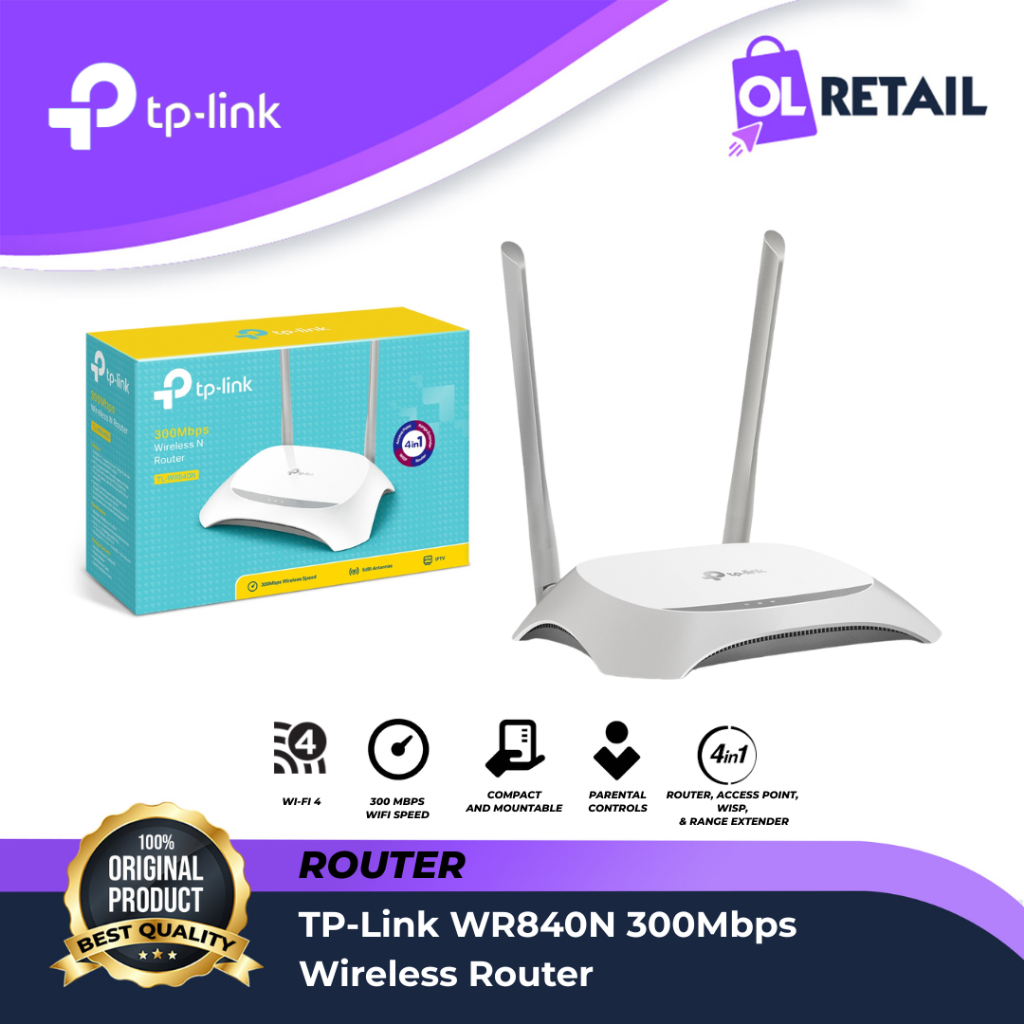 TPLINK WR840N เราเตอร์ไร้สาย TP-LINK TL-WR840N 300Mbps