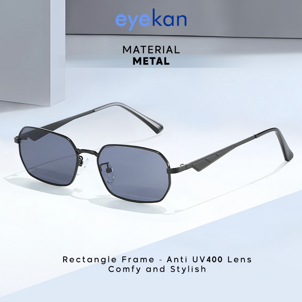 Eyekan Square แว่นตากันแดดแนวโน้ม Anti Uv400 Anti Glare วัสดุโลหะแฟชั่นผู้ชายผู้หญิง 9596