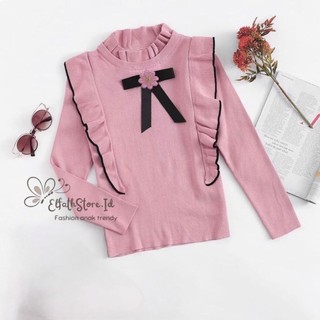 PRINCESS Atasan Anak Baju Ruffle Korean Style 1-6 Tahun Rib Knite Premium
