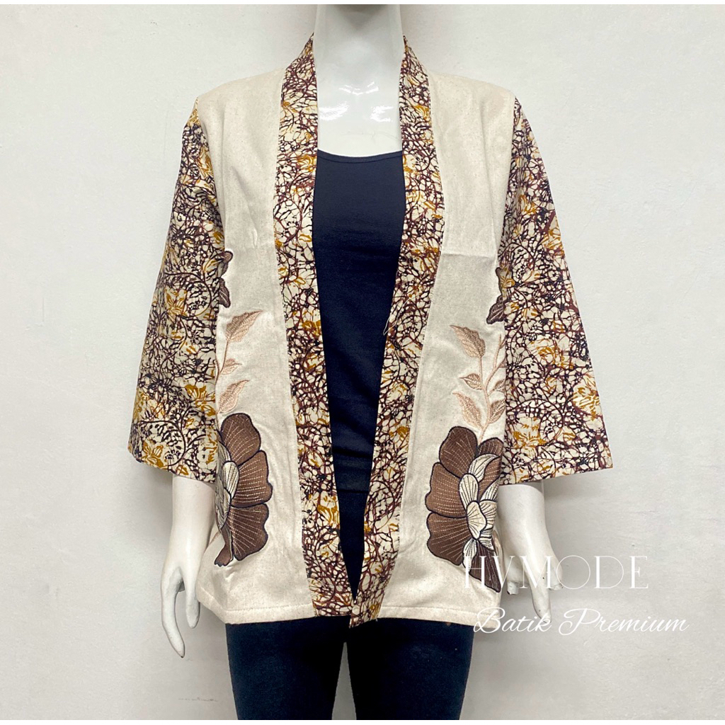 เสื้อสเวตเตอร์ถักด้านนอก Premium batik Blazer Ramy วัสดุพร้อมซับใน Tricot ปัก - Gewa ด้านนอก