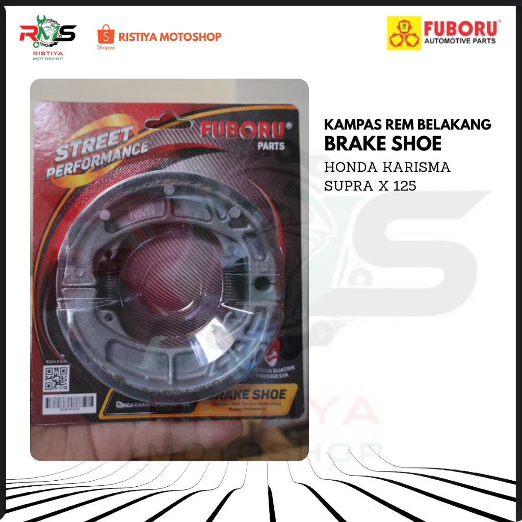 ผ้าเบรกหลังสําหรับ HONDA KARISMA / SUPRA X 125 MOTORCYCLE | รองเท้าเบรก FUBORU DRUM