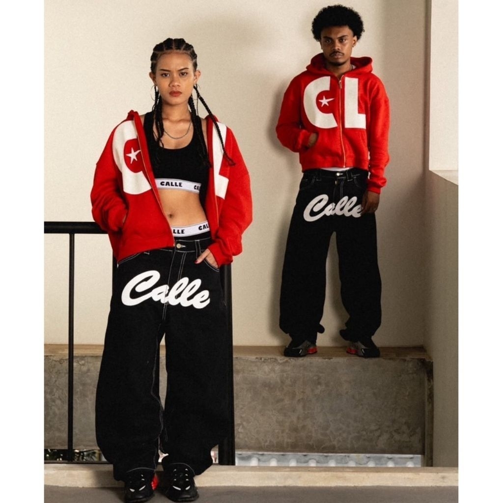 MERAH Hoodie Zipper Boxy CALLE Full Zip Black Hoodie // Full Zip Pink Hoodie // Full Zip Red Hoodie 