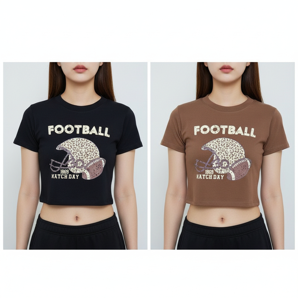 เสื้อครอปซี่โครงถัก FOOTBALL สําหรับผู้หญิง (LD 88, P 40)