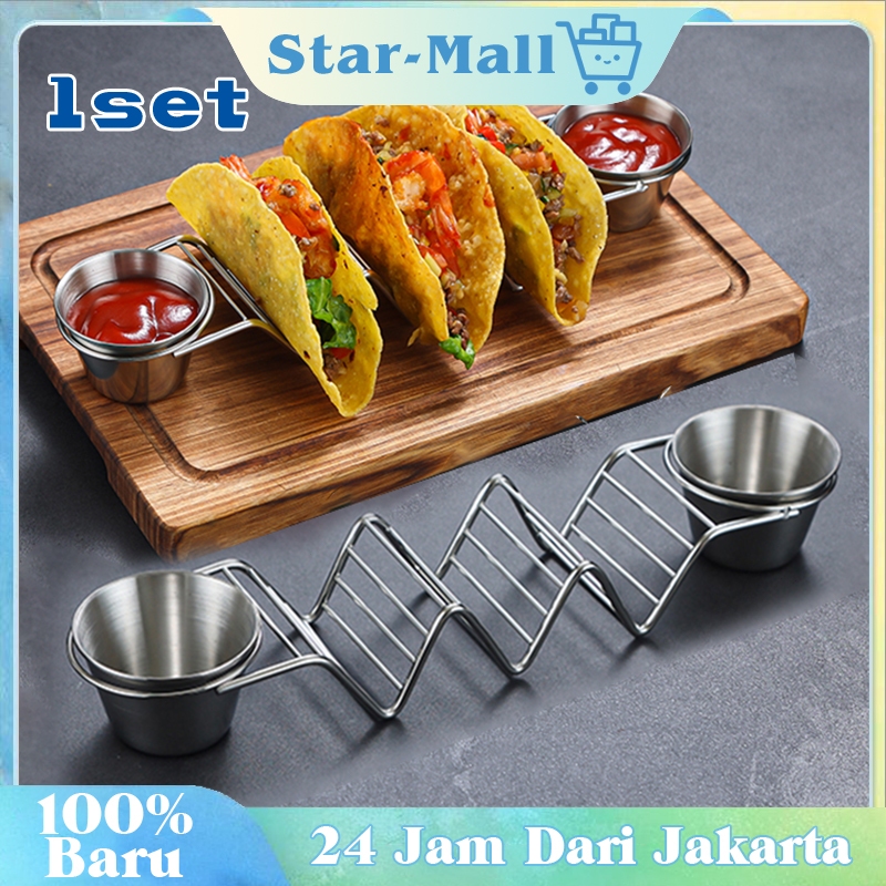 3 ช่อง Wave Shape Taco ผู้ถือถ้วยซอสพิซซ่า Taco Taco Stand สําหรับร้านอาหารห้องครัว
